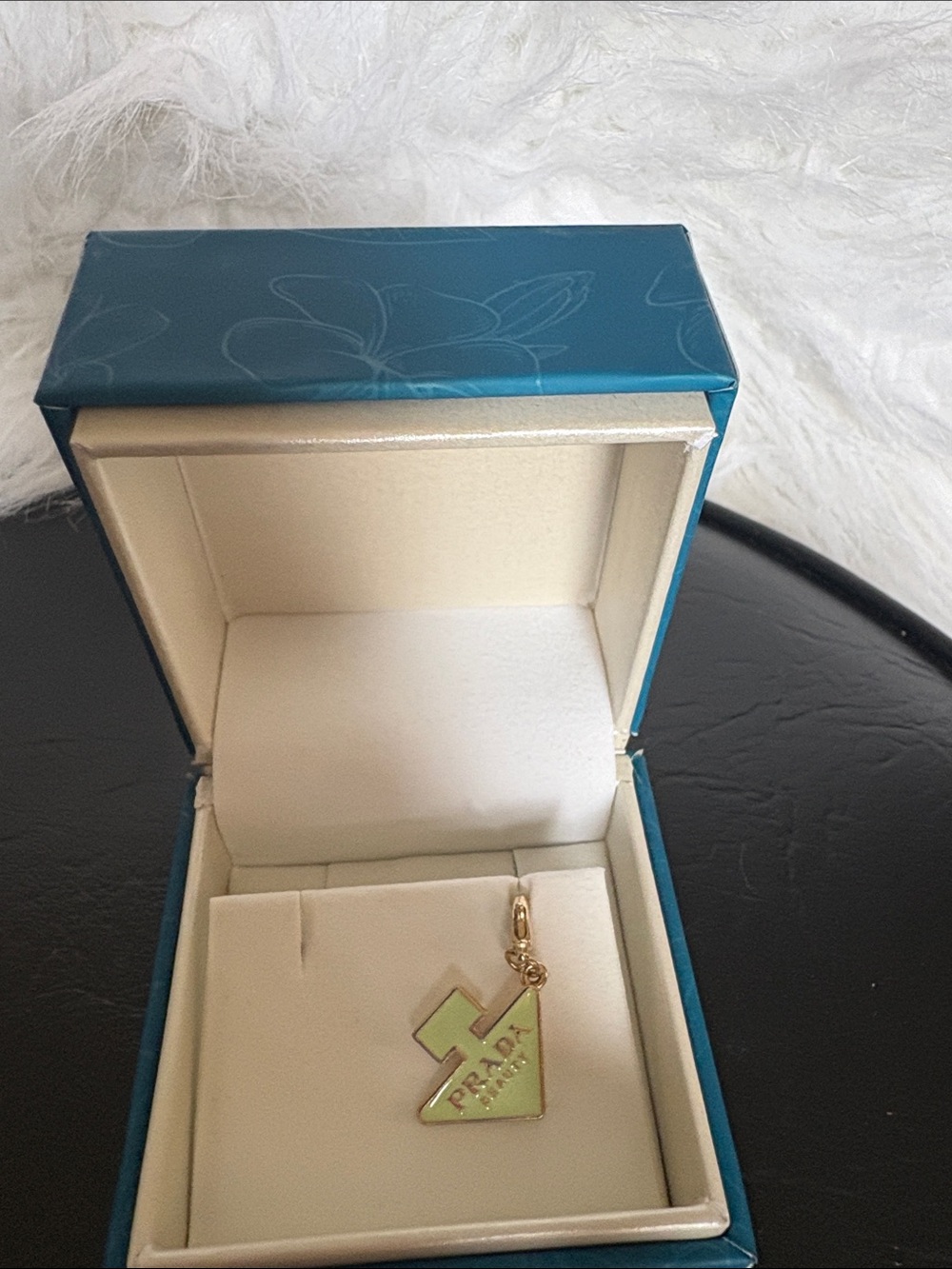 Prada Green Enamel Logo Charm Pendant